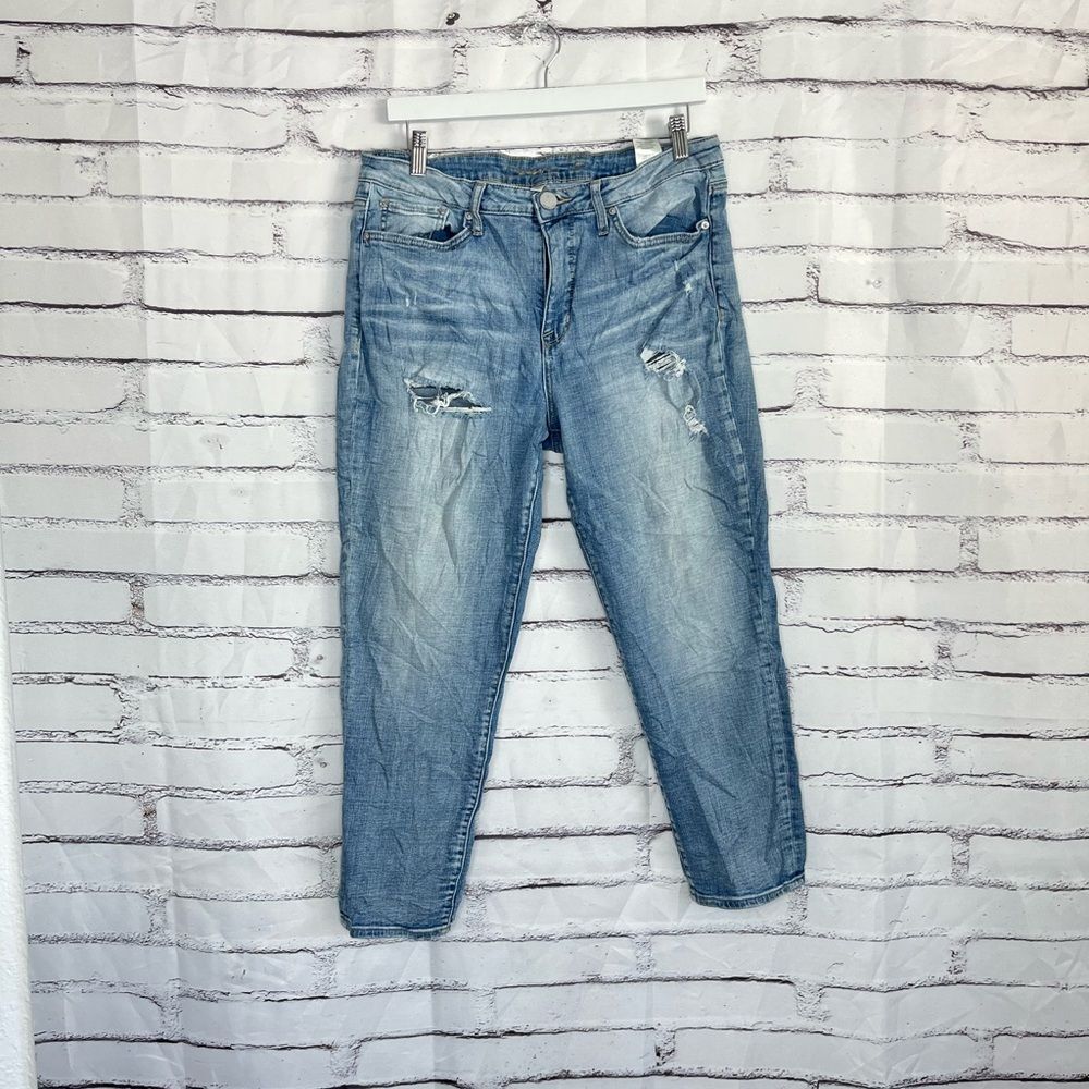 Seven7 Boyfriend Jeans Distressed Light Wash Women’s 14 Mid Rise Blue Capri Y2K